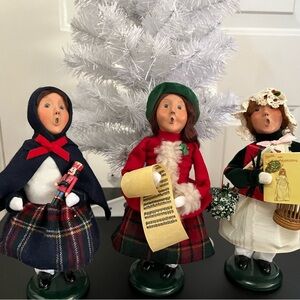Holiday Caroler Figurine Set - Red, Green, Blue